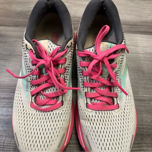 Brooks Ghost 14 Womens 8 Running Shoe Grey Pink Trainer Athletic Walking - Picture 9 of 13